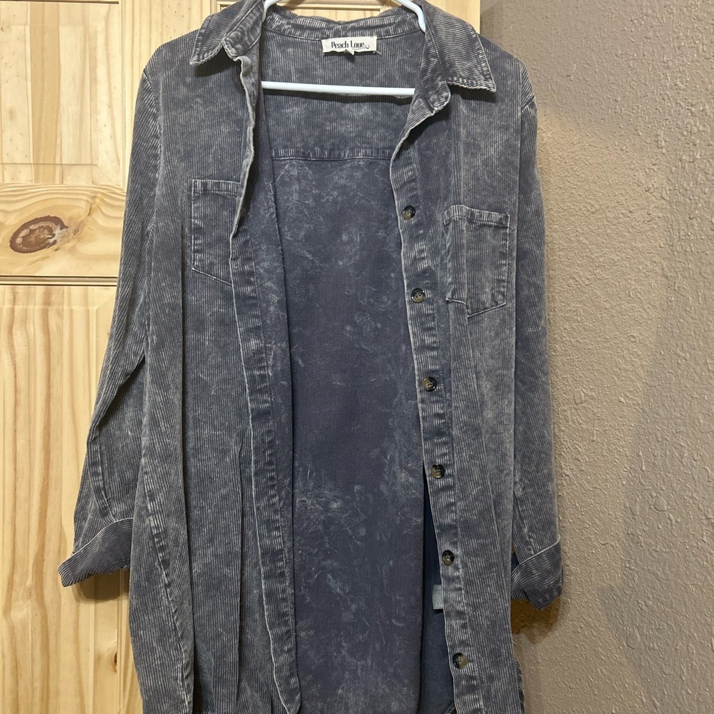 Acid Wash Denim Shirt Dress